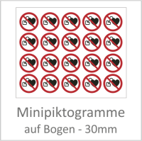 "P007 Kein Zutritt für Personen m. Herzschrittmachern/Defibrillatoren" 30mm Durchmesser á 10 Stück